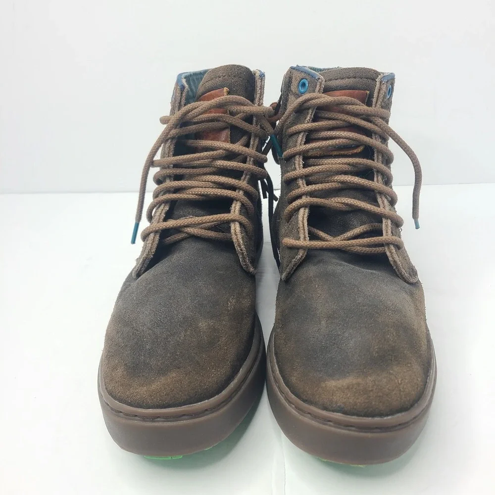 Satorisan Hida Spitfie Brown Suede Ankle Boots 44 10.5 Rustic Grunge Side Zip